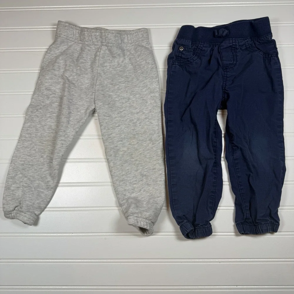 2 Pairs Of 24 Months Boys Pants Blue Gray Garanimals Carters GUC